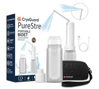 PureStream - Bidé portátil de 320 ml, gran capacidad, pulverizador de mano recargable USB-C para viajes, adaptador de botella, boquilla plegable de 180°, modos de presión ajustables, impermeable, para