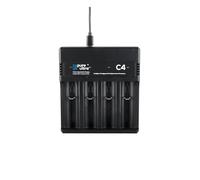 PureUltra C4 - Cargador de batería para 18650, 26650, 14500 y otros, 4 bahías, USB, indicador LED, 750 mA/500 mA, incluye cable, cargador externo de iones de litio
