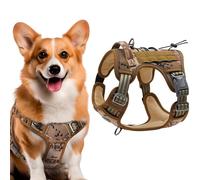 PUREVACY Tactical Dog Harness with Handle Medium for Pets, Desert Color Camo Dog Harness for Training and Working, Military Dog Tactical Vest, Adjustable Tactical Dog Vest Harness