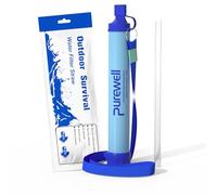 Purewell Outdoor Water Filter Personal Water Filtration Straw Emergency Survival Gear Water Purifier for Camping Hiking Climbing Backpacking