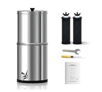 Purewell Sistema de agua de ultrafiltración por gravedad de 3 niveles, certificado EU 98/37/CE, sistema de encimera de acero inoxidable 304 con 2 elementos, reduce el cloro de 8,5 litros