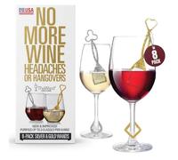 PureWine Tecnología Wand Filtro de histamina y sulfito, purificador reduce las alergias al vino, Stir Stick airea el vino, paquete de 8 Oro plateado 8 unidades (paquete de 1)