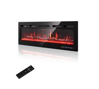 PURFINO Chimenea Eléctrica 40"/102cm - Llama 12 Colores & Crujido, 900W/1800W, Termostato Preciso (15-30°C), Pantalla Táctil & Mando - Ideal para Paredes Multimedia