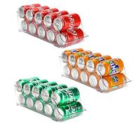 Puricon 【3Packs】 Organizador de Latas y Botellas para Refrigerador, Contenedores Apilables de Plástico para Almacenamiento de Bebidas, Frutas, Verduras, Aperitivos, etc. -Transparente