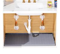 Puricon Alfombrilla Debajo del Fregadero Impermeable, Protector de Alfombrilla de Goma Flexible, Bandeja de Goteo Bajo Fregadero para Gabinete de Baño 36" -Gris