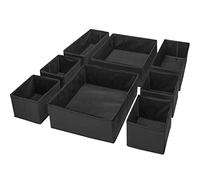 Puricon Oraganizador de Cajón Plegable, Divisor de Ropa Interior en Armario Cajonera, Almecenamiento Divisional para Clasificar Prenda Calcetines Sujetadores Bufandas Corbatas Calzoncillos -Negro