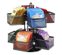 Puricon Organizador de Té, Estante Giratorio 8 Compartimentos para Almacenar Bolsitas de Té e Infusiones de Acero -Negro