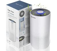 Purificador de aire con filtro hepa H13 y carbón activado, Algodón antibacteriano elimina el 99,99% de las alergias, CADR 130m³/h hasta 20 m², Temporizador de apagado. Sensor de calidad del aire