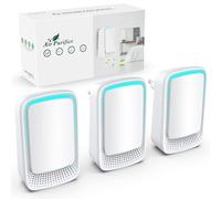 Purificador de aire Jostart para el dormitorio y el hogar, pack de 3 purificadores de aire con iones negativos que se enchufan; elimina olores de mascotas, así como polvo y polen (blanco)