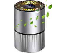 Purificador de Aire para Hogar Oficina 4 en 1 Filtro HEPA Carbón Activado,con Purificación de Iones Negativos, Aromaterapia, Luz Nocturna y Temporización para Mascotas/Humo/Gérmenes/Polvo (Gris)