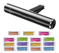 Purificador de aire para interior de coche, difusor de aluminio para ventilación de coche, con 15 varillas aromáticas, distribución automática de aire acondicionado, eliminación de olores, rejilla de