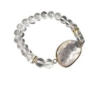Purification Rock Crystal Pendant Charms Round Natural Stone Beads Fashion Jewelry For Women 23CM