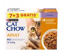 PURINA Cat Chow Adult: comida para gatos con cordero y judías verdes en gelatina, 10 x 85 g (7 + 3 GRATIS)