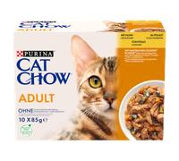 PURINA Cat Chow Alimento para gatos adultos con pollo y calabacín en gelatina 10x85 g