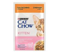 Purina Cat Chow Comida Húmeda para Gatito, Junior, Bebé, Kitten con Pavo, sobre de 85g