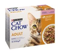 PURINA Cat Chow Pienso para gatos adultos con salmón y judías verdes en gelatina 10x85 g