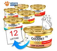Purina Cat Gourmet Oro →Corazón Suave - 85 Gr -Sabores Variados- Húmedo para Cat