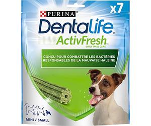 PURINA DENTALIFE ACTIVFRESH Mini | golosinas para Perros de tamaño pequeño | 7 palitos masticables | Espirulina y Miel | Lote de 1 | 115 g