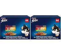 Purina, Felix, Delicioso dúo, Maxi Paquete, 44 x 85g-El Embalaje Puede Variar (Paquete de 2)