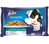 Purina Felix Fantastic Comida Húmeda para Gato Adulto Pack Surtido Pescados, 4 Sobres de 85g