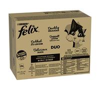 Purina Felix Fantastic Duo Comida Húmeda para Gato Adulto Pack Surtido Carnes, 120 sobres de 85g