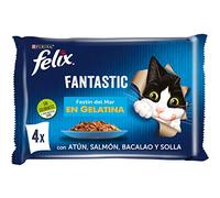 Purina Felix Fantastic Festín Gelatina comida para gatos Selección Surtido de Pescados 10 x [4 x 100 g]