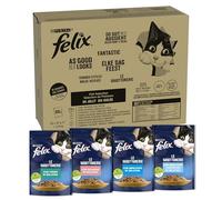 Purina Felix Le Ghiottonerie - Comida húmeda para Gatos con atún, salmón, Bacalao, Bacalao Negro, Paquete de 80 Sobres de 85 g