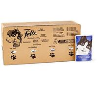 Purina Felix Le Ghiottonerie - Comida húmeda para Gatos con Ternera, Pollo, Bacalao y atún, 80 Sobres de 100 g Cada una