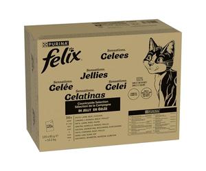 Purina Felix Sensations Comida Húmeda para Gato Adulto Pack Surtido Carnes, 120 Sobres de 85g