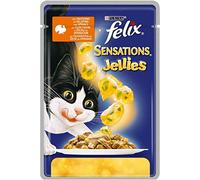 Purina Felix Sensations Jellies - Gato húmedo con pavo y espinacas - 20 sobres de 100 g cada una