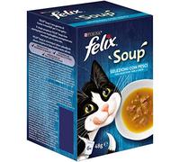 Felix Sopa Original Selección de pescado - Sopa para gatos - Bacalao, atún y lenguado - Cantidad: PACK 6 x 48 g