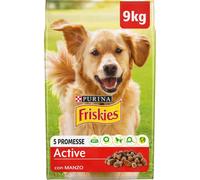 Purina Friskies Active, pienso para Perro con Carne de Vaca, 9 kg