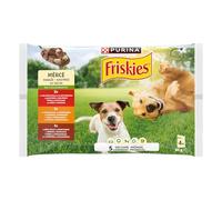 Purina Friskies Comida húmeda para Perro en Salsa con Pollo, Cordero y Buey, 12 Paquetes de 4 Sobres de 85g