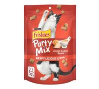 Purina Friskies Party Mix Crunch Gravy-licious Chicken & Gravy Flavors Adult Dry Cat Treats - (10) 2,1 oz Bolsas