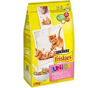 Purina Friskies Pienso para Gatito, Junior, Bebé, hasta 1 año con Pollo, Pavo y Verduras, bolsa de 1,5kg