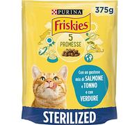 Purina Friskies - Pienso para Gatos esterilizados con salmón, atún y Verduras, 12 Paquetes de 375 g