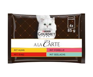 Purina Gourmet A la Carte Comida húmeda para gatos, surtido variado, 12 unidades (4 bolsas de 85 g)