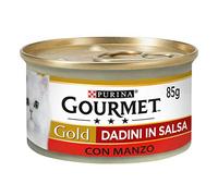 Purina Gourmet Gold - Tuercas de Salsa para Gatos con Ternera, 24 latas de 85 g