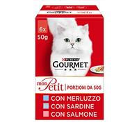 Purina Gourmet Mon Petit Umido Gatti con Merluzzo, Sardine, Salmón, 48 Sobres de 50 g