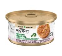 Purina Gourmet Nature's Creations Comida Húmeda para Gato con Atún y Gambas, 24 latas de 70g