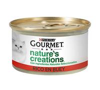 Purina Gourmet Nature's Creations Comida Húmeda Natural para Gato con Buey, 24 latas de 85g