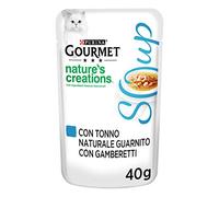 Purina Gourmet Nature's Creations Soup Humides Gato con Atún Natural y Camarones 32 Sobres de 40 g Cada una