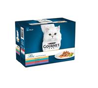 Purina Gourmet - Perlas húmedas para Gatos, filetes de Salsa con Pavo, atún, Pato, Cordero, 72 Sobres de 85 g Cada una (6 Paquetes de 12 x 85 g)