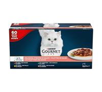 Purina Gourmet Perle Delicias en Salsa, Comida Húmeda para Gato con Pollo y Buey, 60 sobres de 85g
