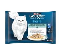 Purina Gourmet Perle Finos trocitos del Océano, Comida Húmeda para Gato Sutido de Pescados, 12 Paquetes de 4 Sobres de 85g - 48 Sobres