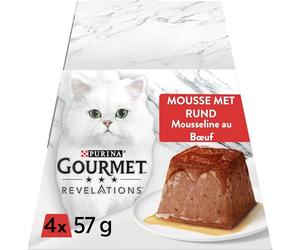 PURINA GOURMET Revelations Gasa con Carne de Res con Salsa - 4 X 57 g - Porciones de Comida para Gatos Adultos