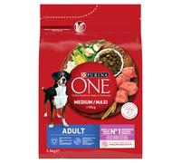 PURINA ONE Adult Medium/Maxi Pienso para perros adultos rico en cordero con arroz 2,5 kg
