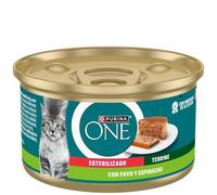 Purina ONE Bifensis Comida Húmeda para Gato Esterilizado Adulto con Pavo y Espinacas, 12 latas de 85g