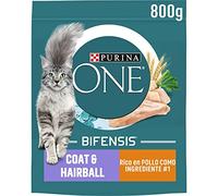 Purina ONE Bifensis Comida Pienso para gato Adulto Pelaje y Bolas de Pelo con Pollo y Cereales, 8 bolsas de 800g