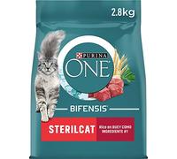 Purina ONE Bifensis Comida Pienso para gato Esterilizado Adulto con Buey, 4 bolsas de 2,8kg